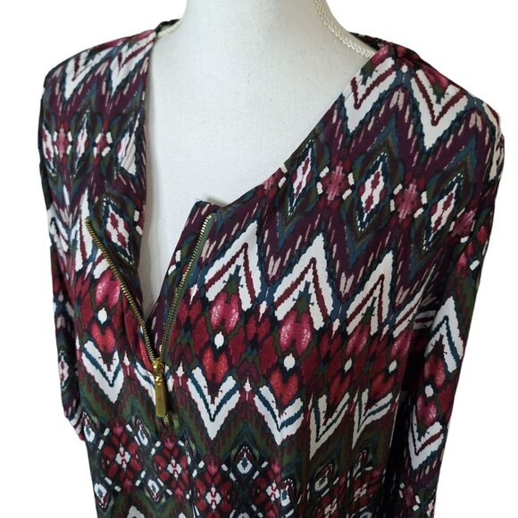 Tacera Blouse Zipper Front Lightweight Sheer Womens XL Half Sleeve - Picture 2 of 9